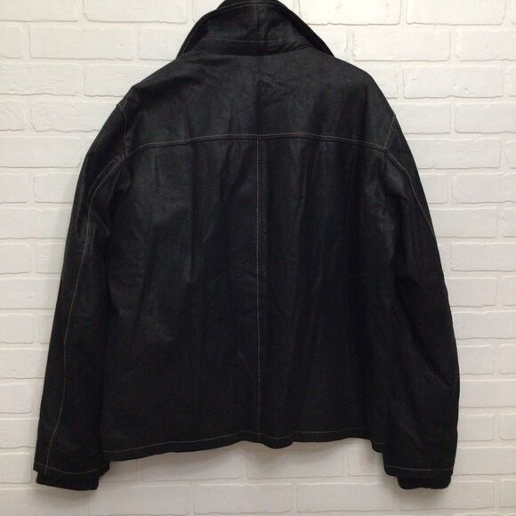 CRUZE men black genuine leather jacket mid season classic plus size 2XL - Picture 4 of 16